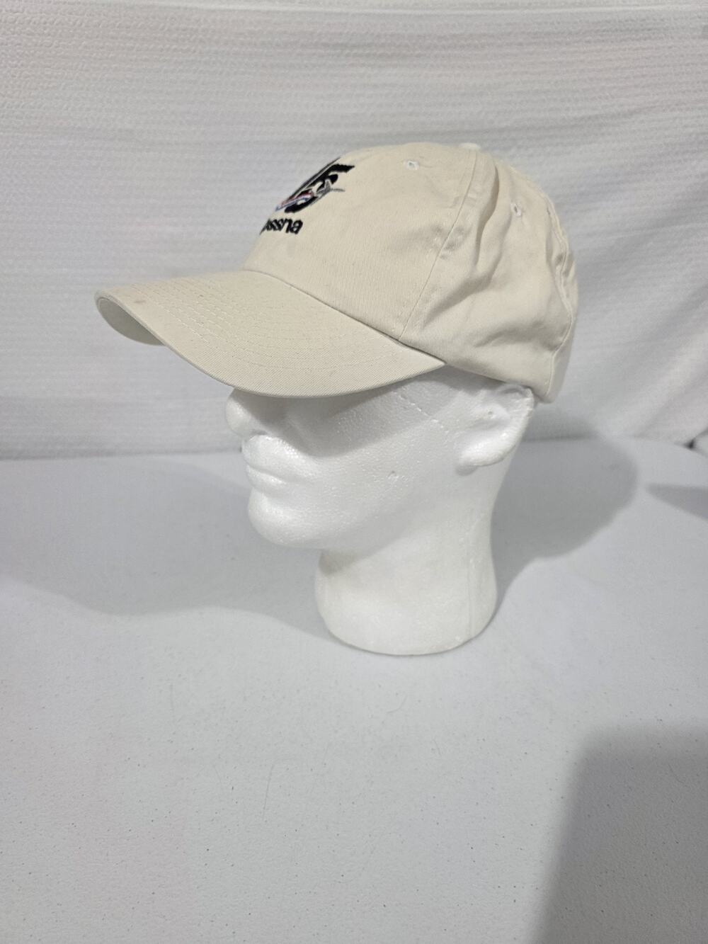 Cessna 75 Hat Cap Falcon Headwear Strapback Beige Embroidered Aviation